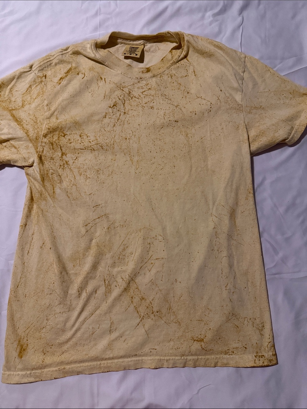 Comfort Colors Short Sleeve Tee in Cream with Brown Staining